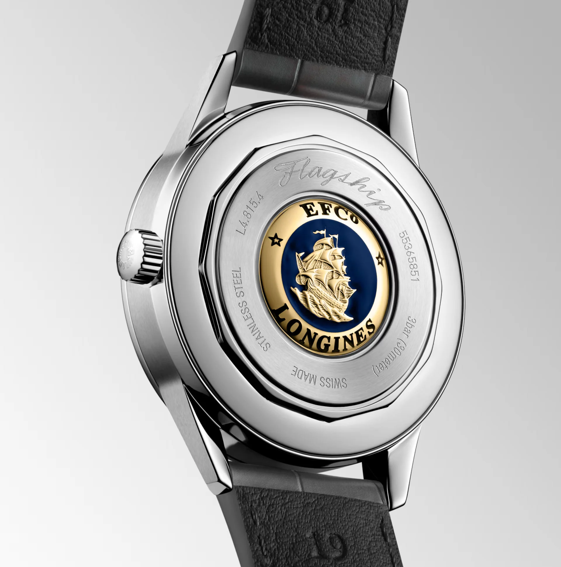 Longines Flagship Heritage 38.50mm Watch with Black Leather Strap - Image 2