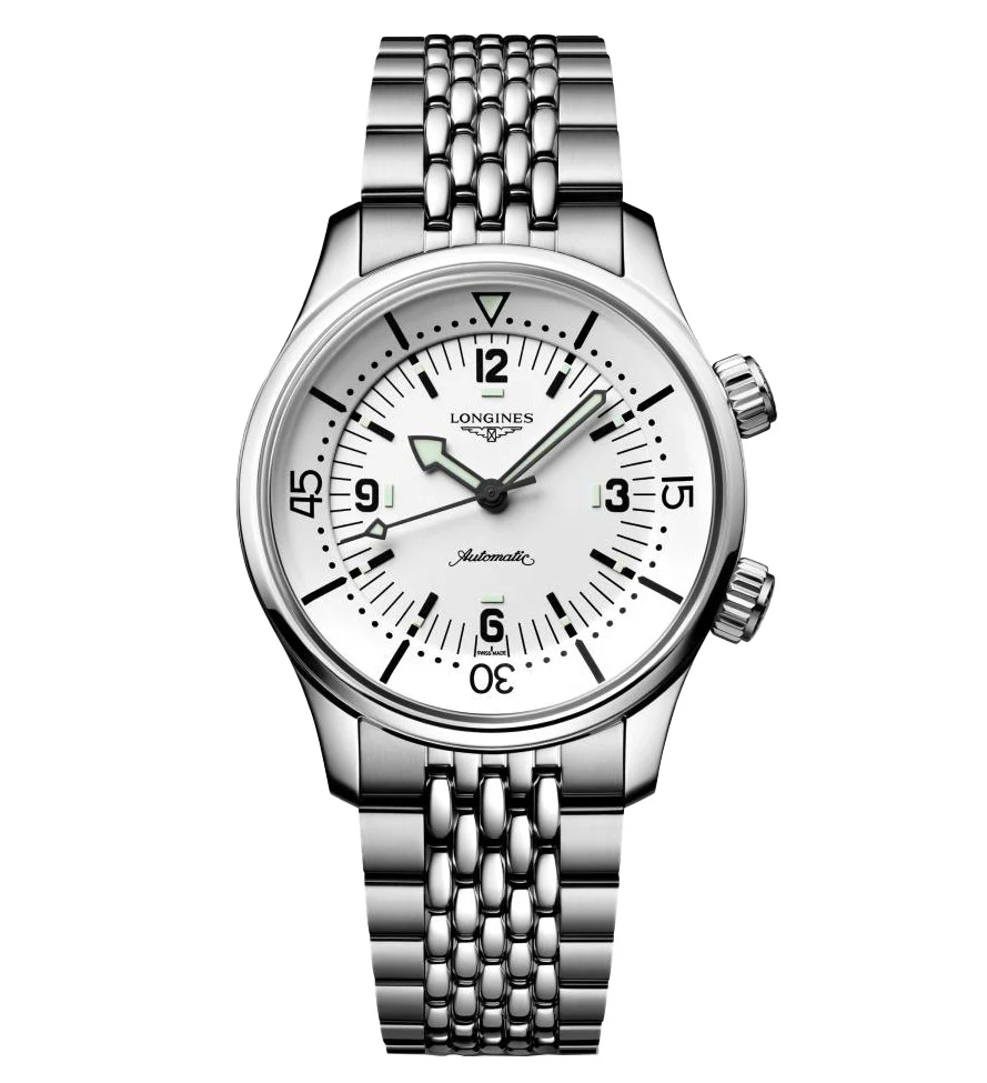 Longines Legend Diver 39mm Watch with White Dial