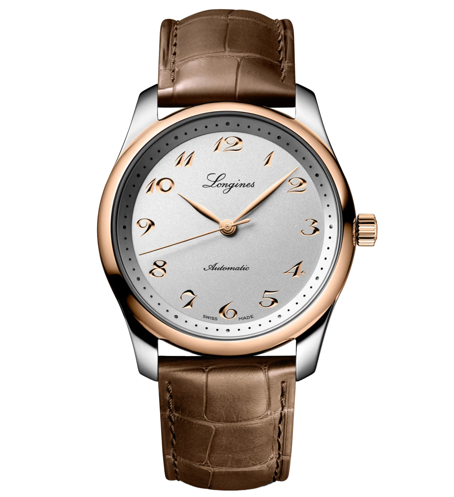 Longines Master 40mm Watch with Brown Leather Strap