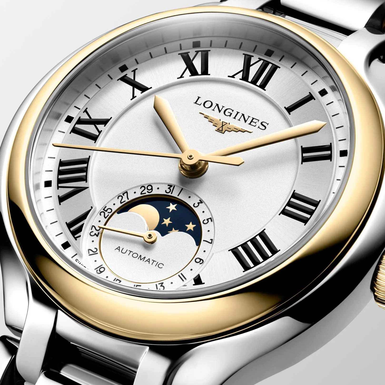 Longines PrimaLuna Moonphase 34mm Watch with Mixed Metals Bracelet - Image 2