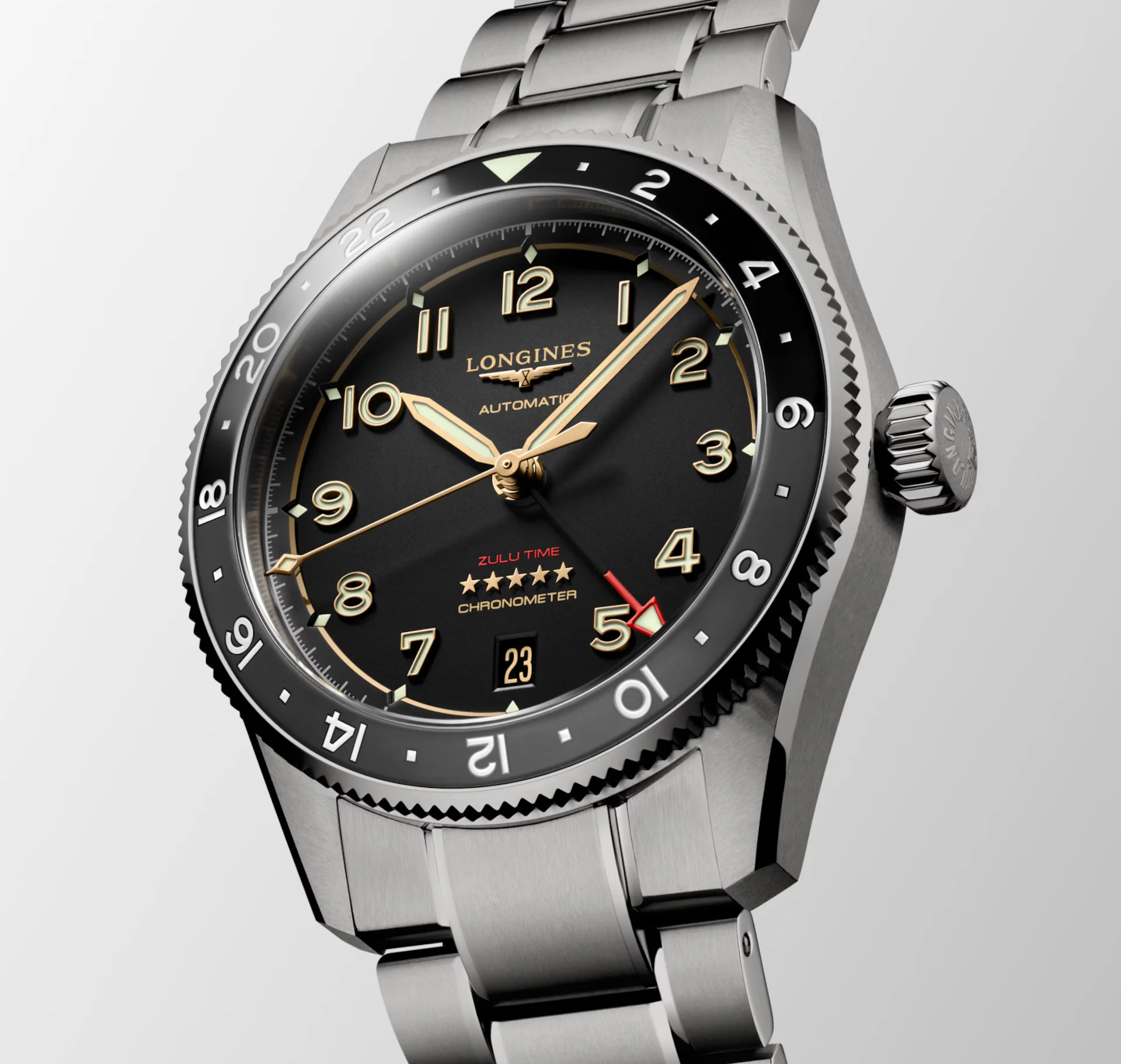Longines Spirit Zulu Time 39mm Watch with Black Dial - Image 2