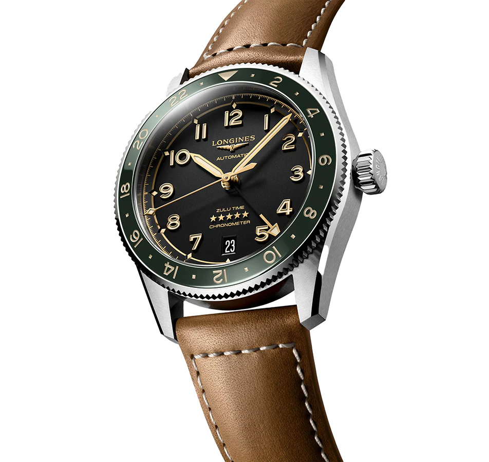Longines Spirit Zulu Time 39mm Watch with Brown Leather Strap - Image 2