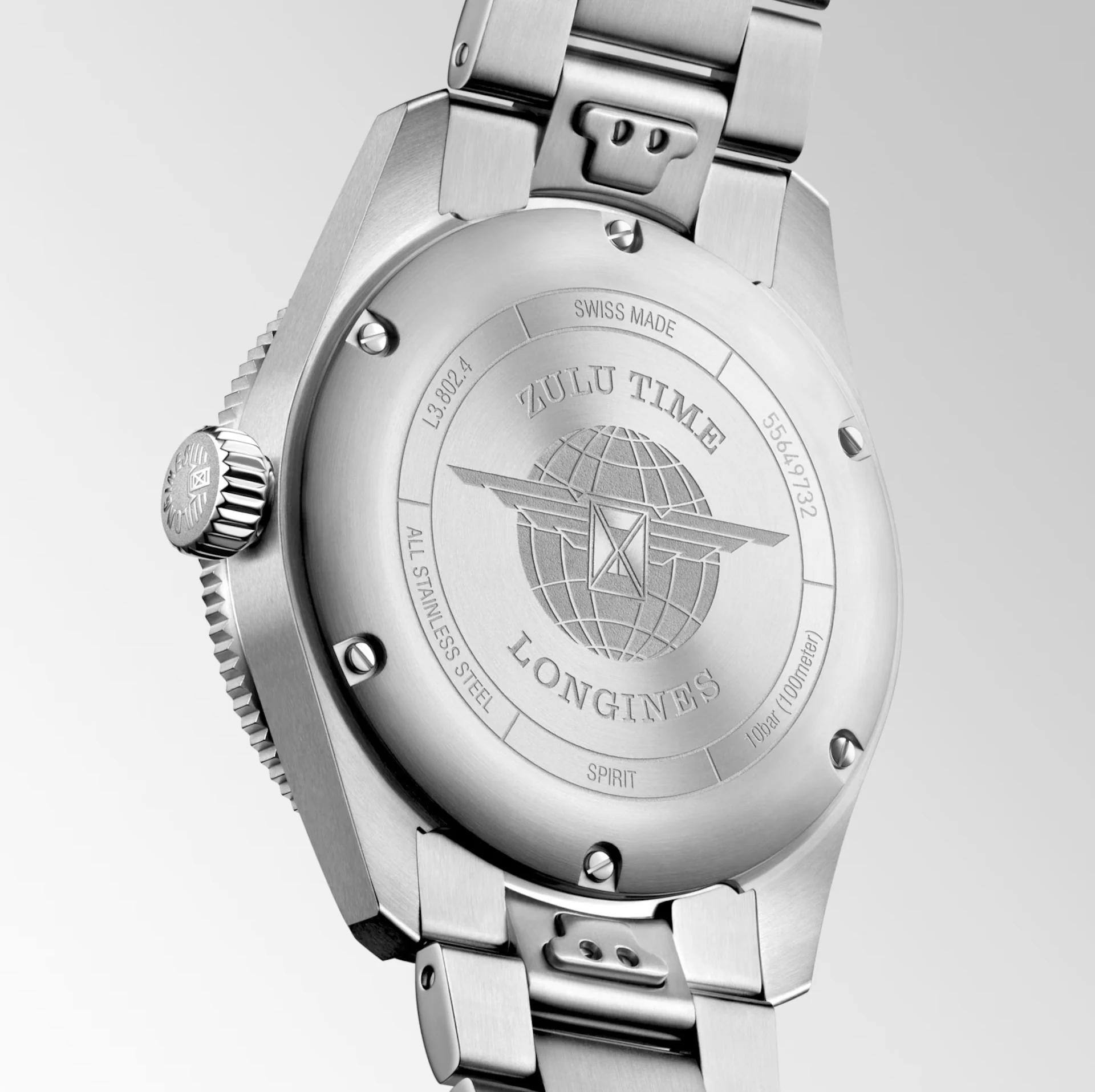 Longines Spirit Zulu Time 39mm Watch with Green Bezel - Image 3