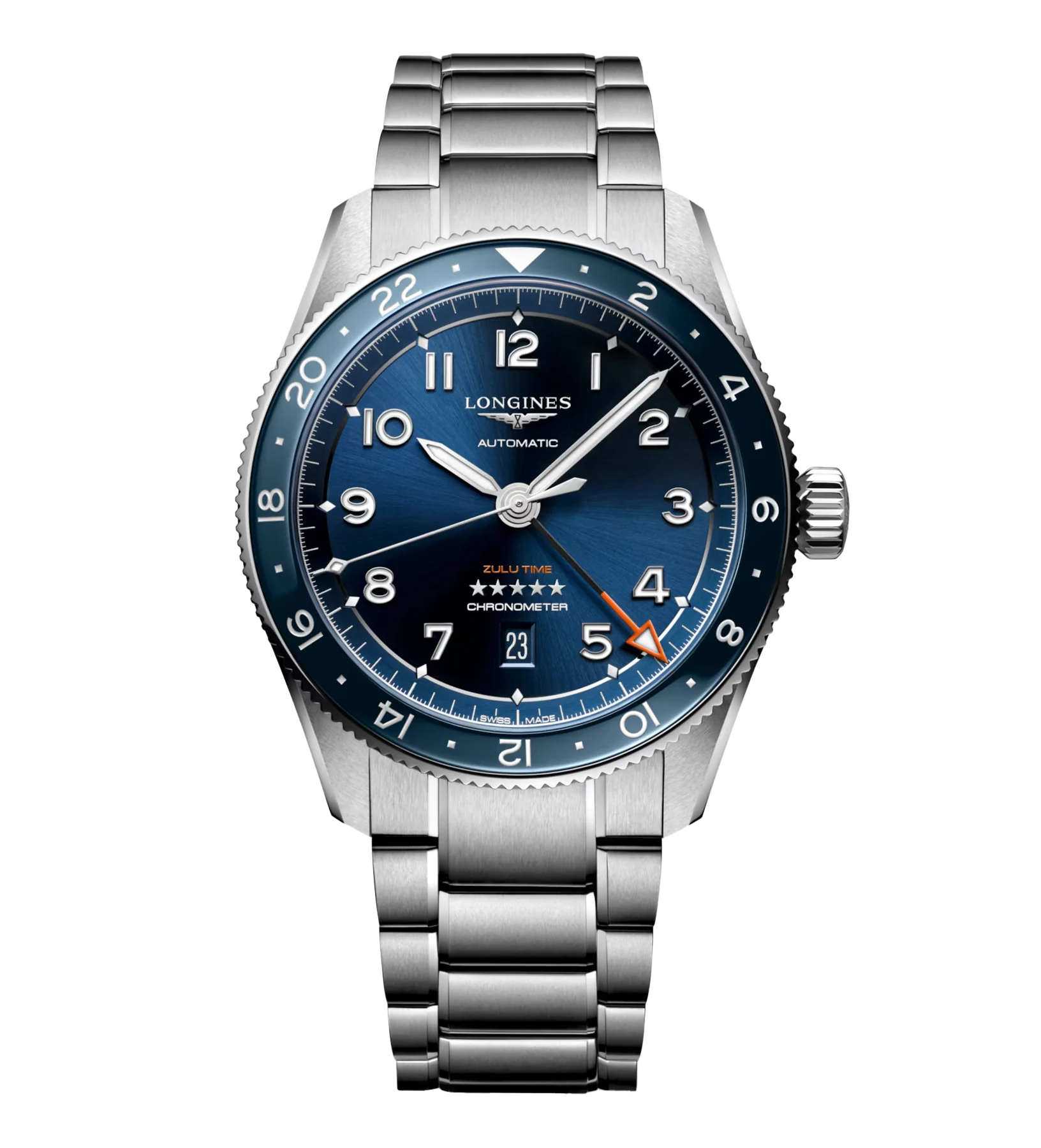 Longines Spirit Zulu Time 42mm Watch with Blue Dial