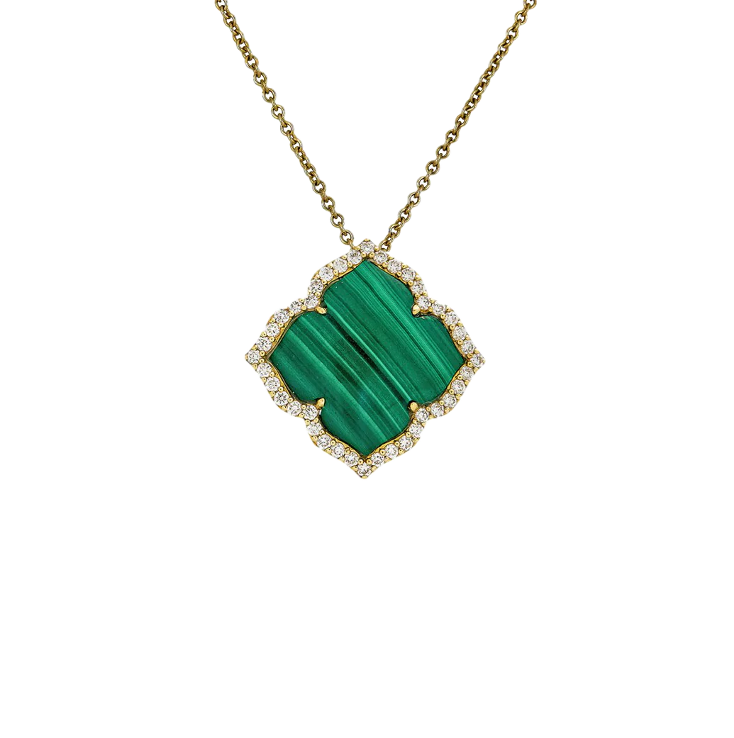 Sabel Collection Malachite and Diamond Flower Pendant