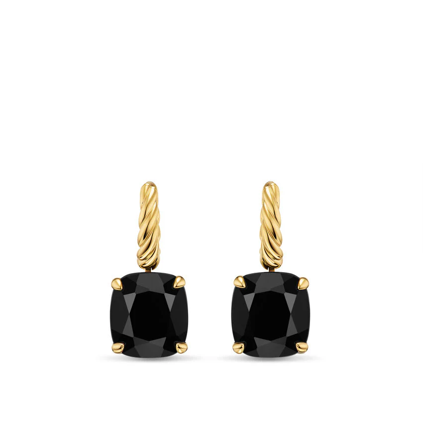 Marbella Drop Earrings in 18K Yellow Gold with Black Onyx, 11mm
