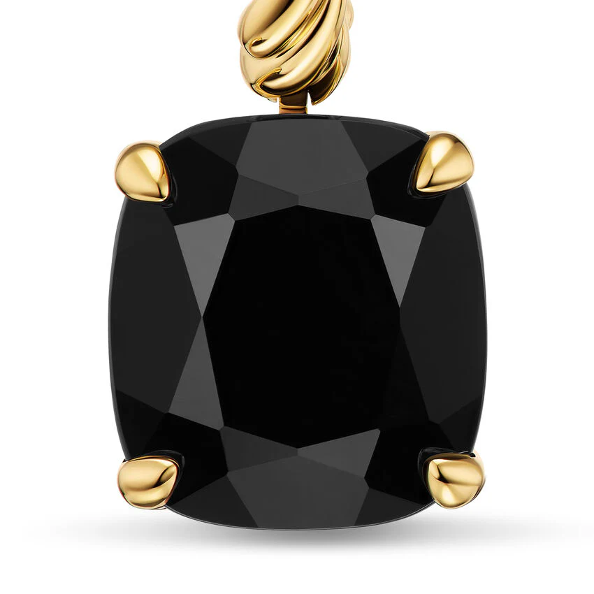 Marbella Drop Earrings in 18K Yellow Gold with Black Onyx, 11mm - Image 2