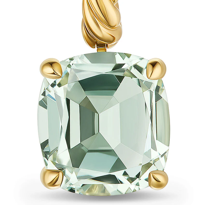 Marbella Drop Earrings in 18K Yellow Gold with Prasiolite, 25mm - Image 3