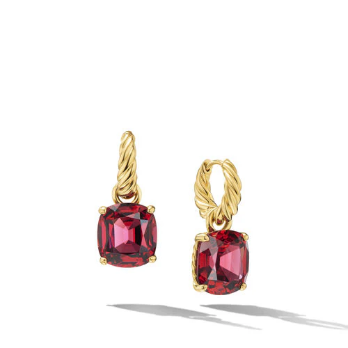 Marbella Drop Earrings in 18K Yellow Gold with Rhodolite Garnet, 25mm