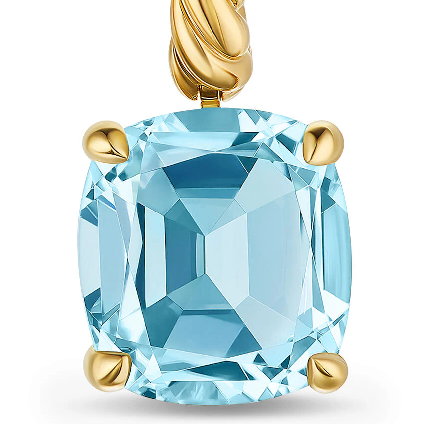 Marbella Drop Earrings in 18K Yellow Gold with Sky Blue Topaz, 25mm - Image 3