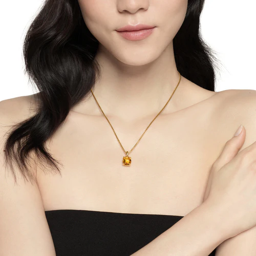 Marbella Pendant in 18K Yellow Gold with Citrine, 12mm - Image 4