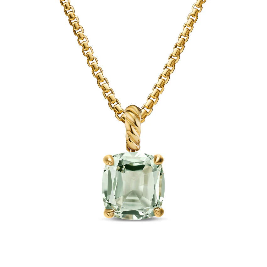 Marbella Pendant in 18K Yellow Gold with Prasiolite, 12mm - Image 2