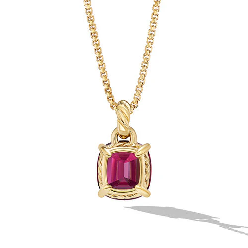 Marbella Pendant in 18K Yellow Gold with Rhodolite Garnet, 12mm - Image 2