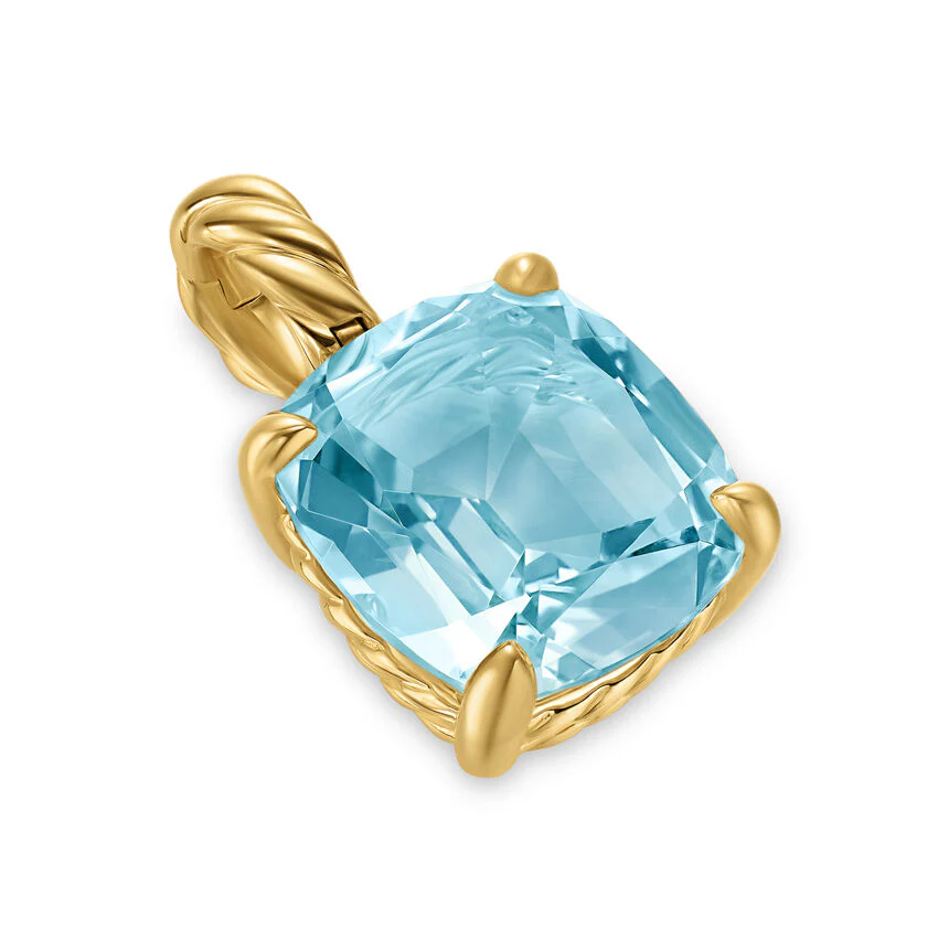 Marbella Pendant in 18K Yellow Gold with Sky Blue Topaz, 12mm