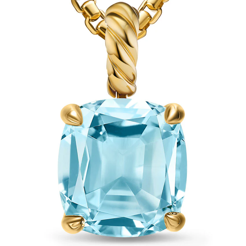 Marbella Pendant in 18K Yellow Gold with Sky Blue Topaz, 12mm - Image 3