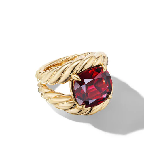 Marbella Ring in 18K Yellow Gold with Rhodolite Garnet, 20mm