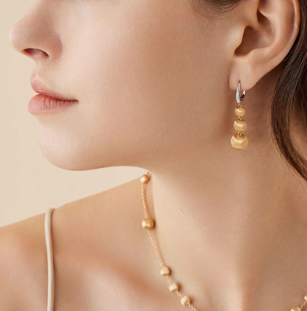 Marco Bicego Africa Diamond and Bead Long Drop Earrings - Image 3