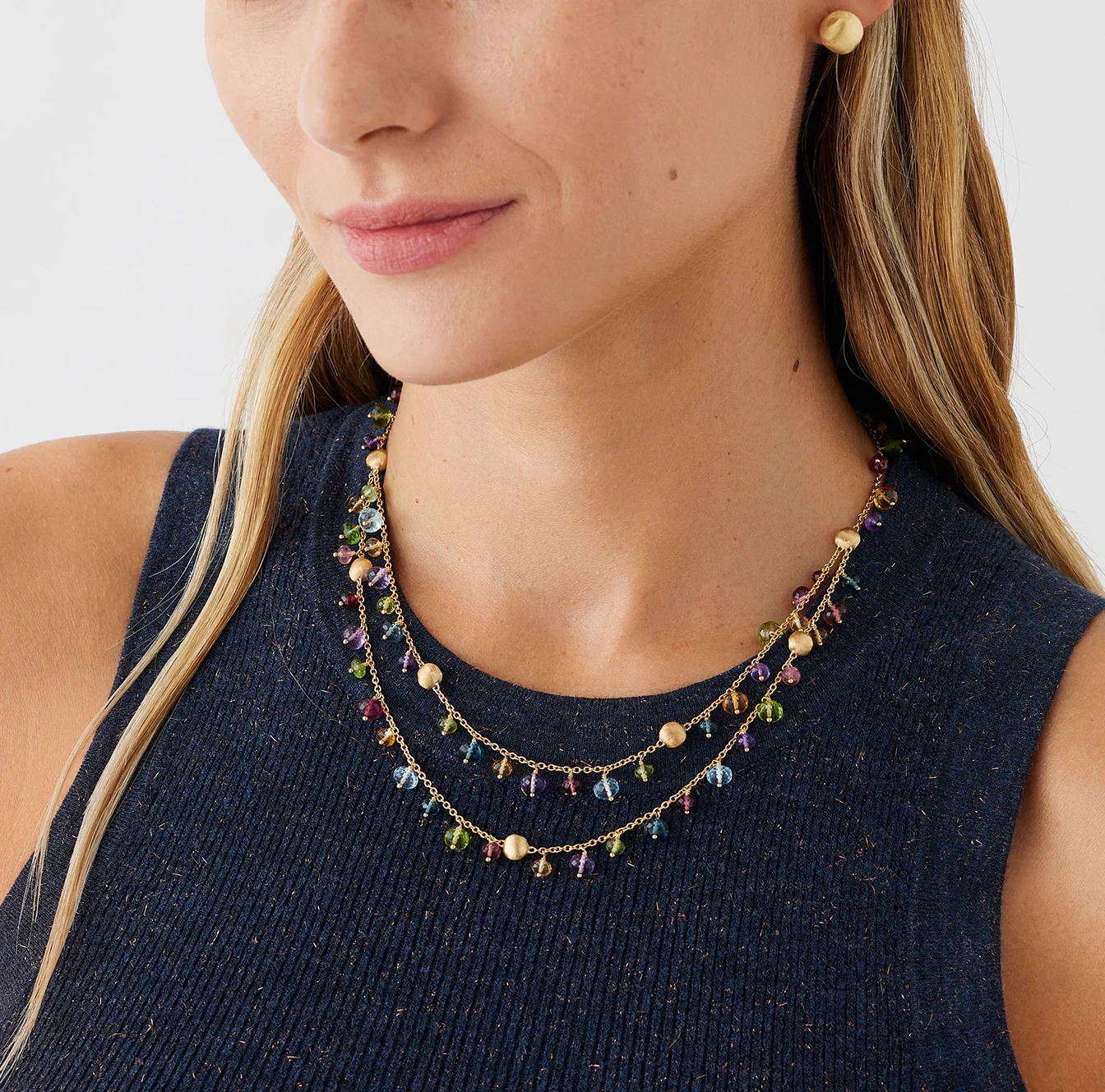 Marco Bicego Africa Yellow Gold 2 Strand Multi-Stone Necklace - Image 2