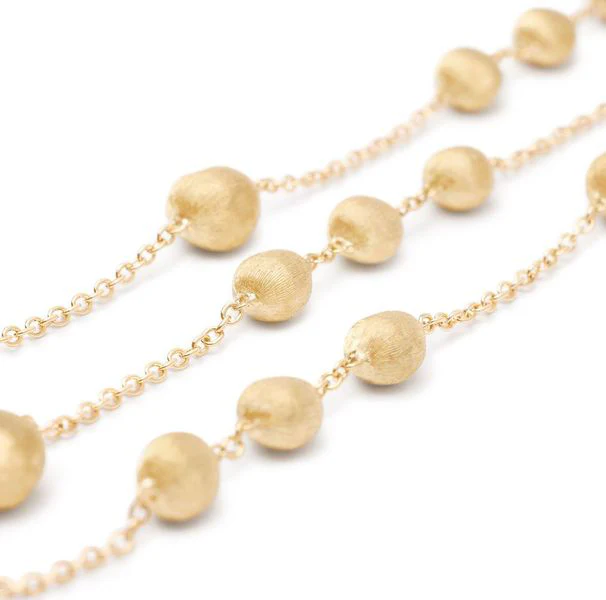 Marco Bicego Africa Yellow Gold Hand Engraved Bead Necklace - Image 2