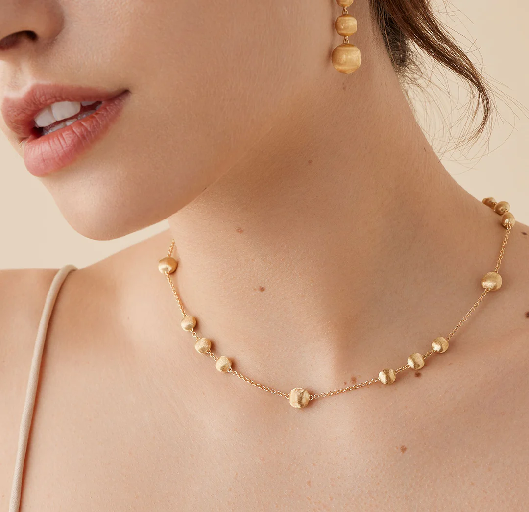 Marco Bicego Africa Yellow Gold Hand Engraved Bead Necklace - Image 3