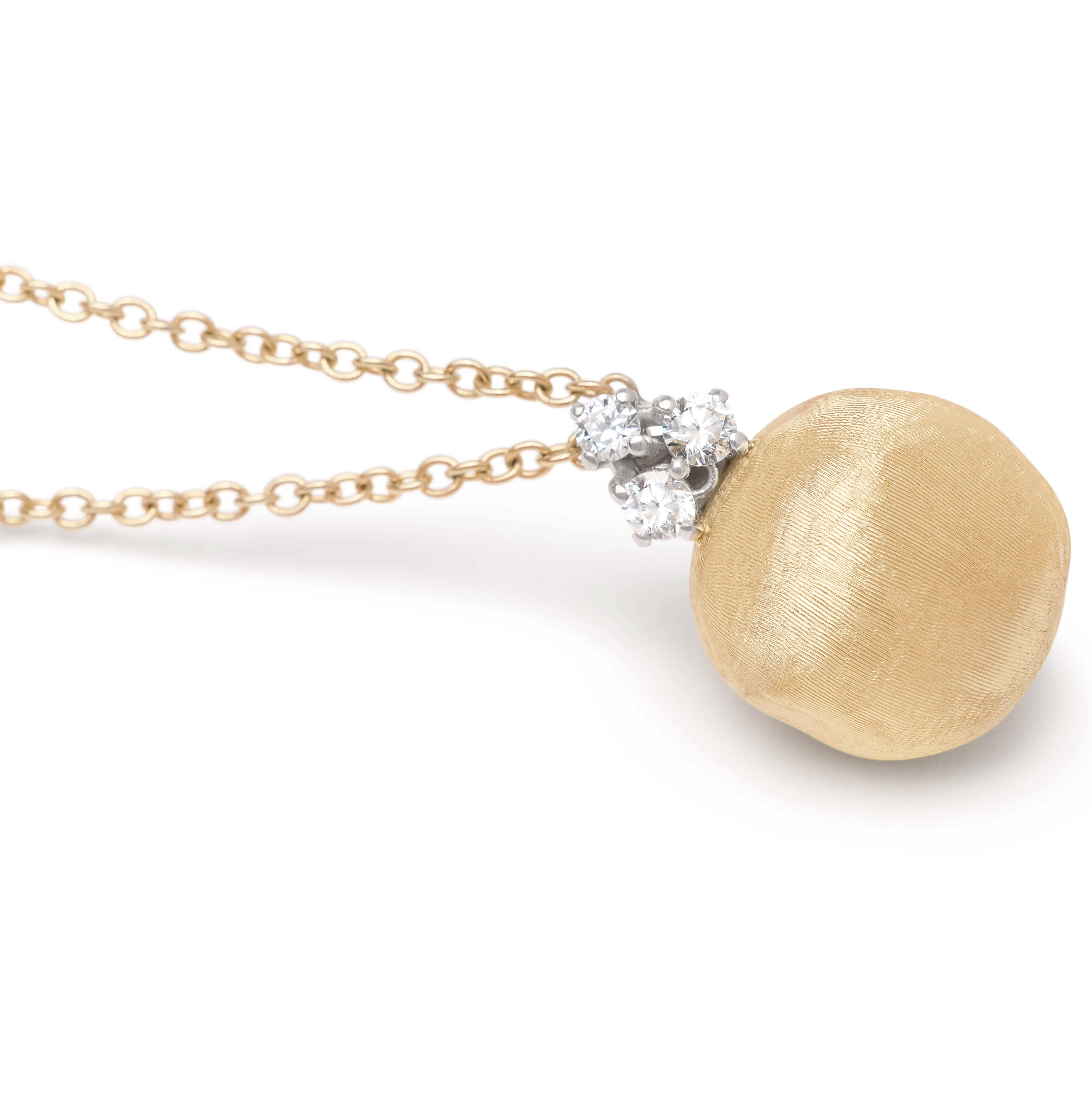 Marco Bicego Africa Yellow Gold Hand Engraved Bead Pendant with Diamonds - Image 2