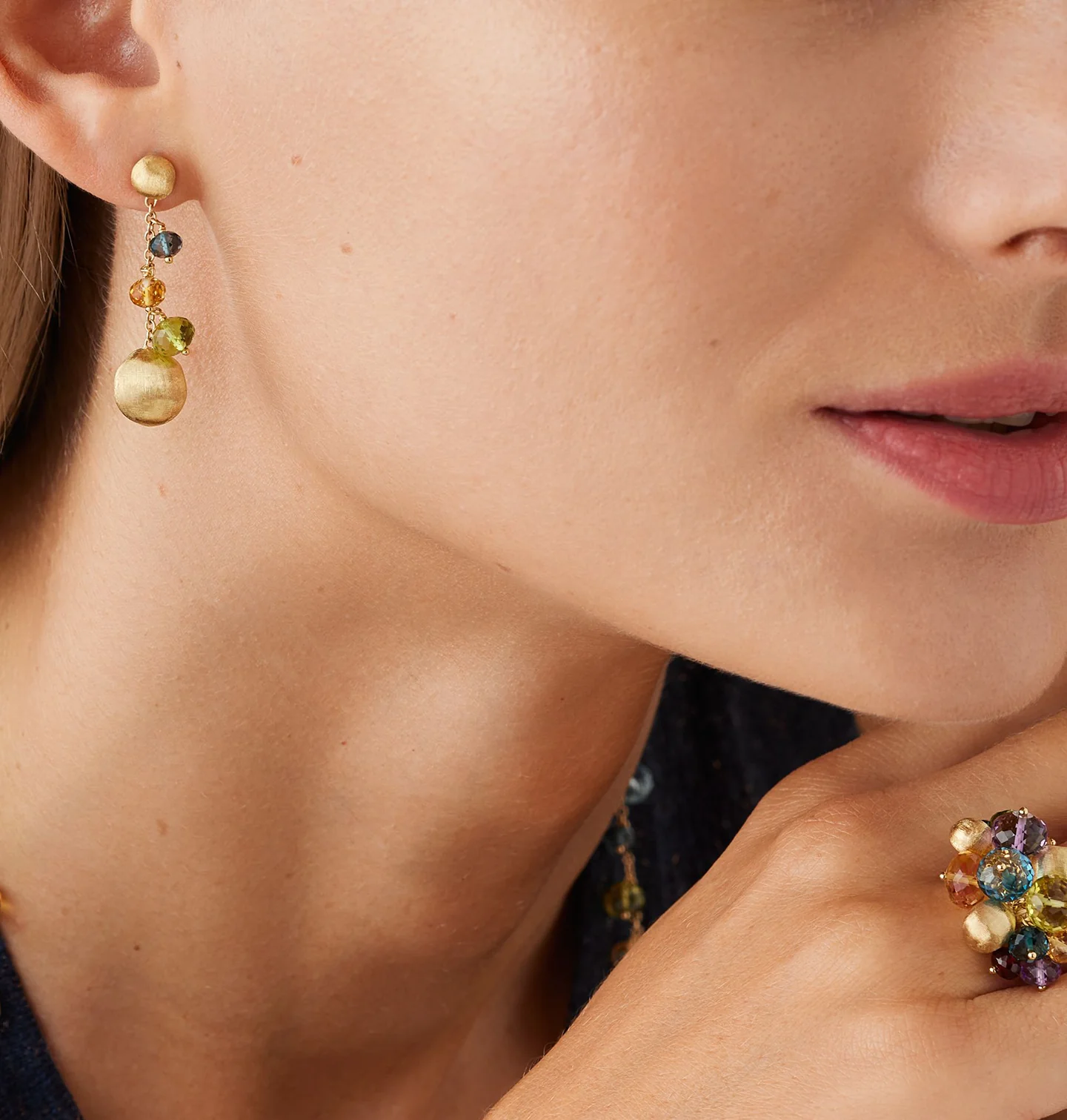 Marco Bicego Africa Yellow Gold Multi-Stone Drop Earrings - Image 2