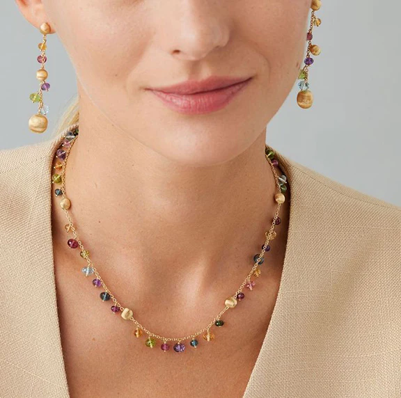 Marco Bicego Africa Yellow Gold Roundel and Multi-Stone Necklace - Image 2