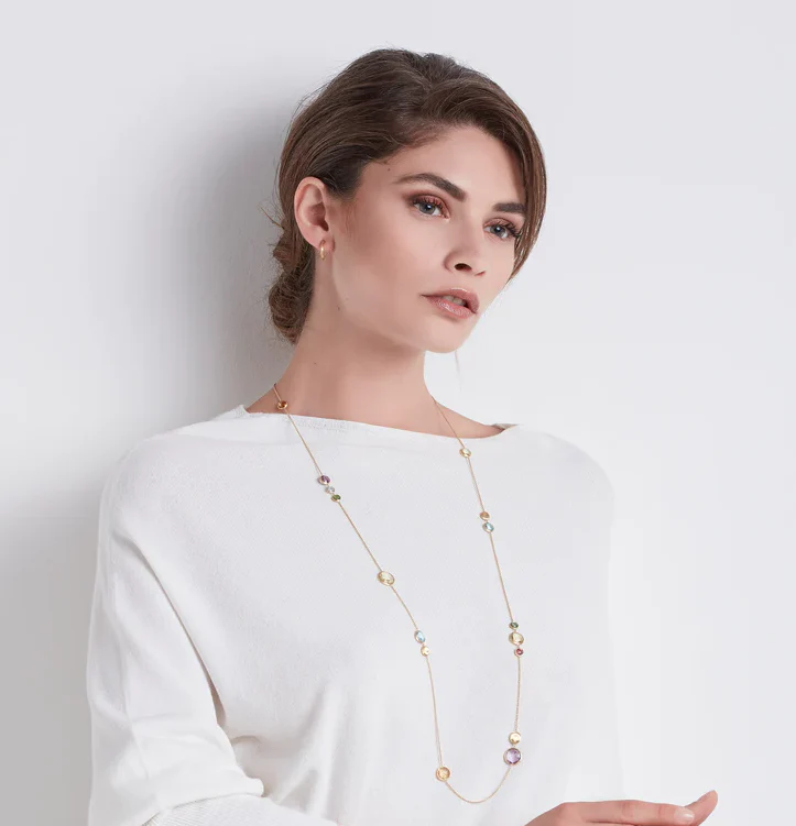 Marco Bicego Jaipur Color Yellow Gold Mixed Gemstone Necklace, 36" - Image 2