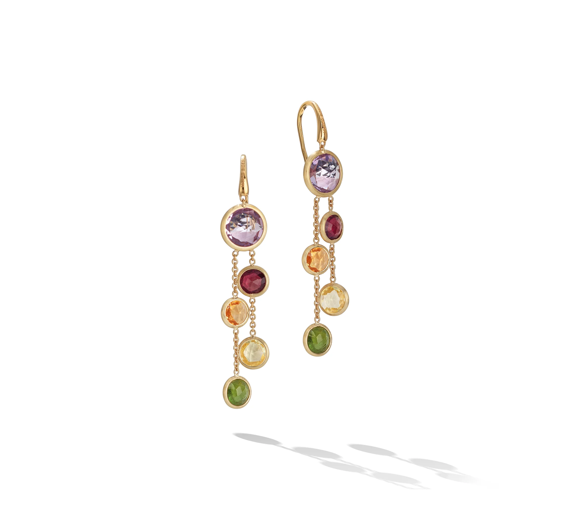 Marco Bicego Jaipur Color Yellow Gold Mixed Gemstone Two Strand Earrings