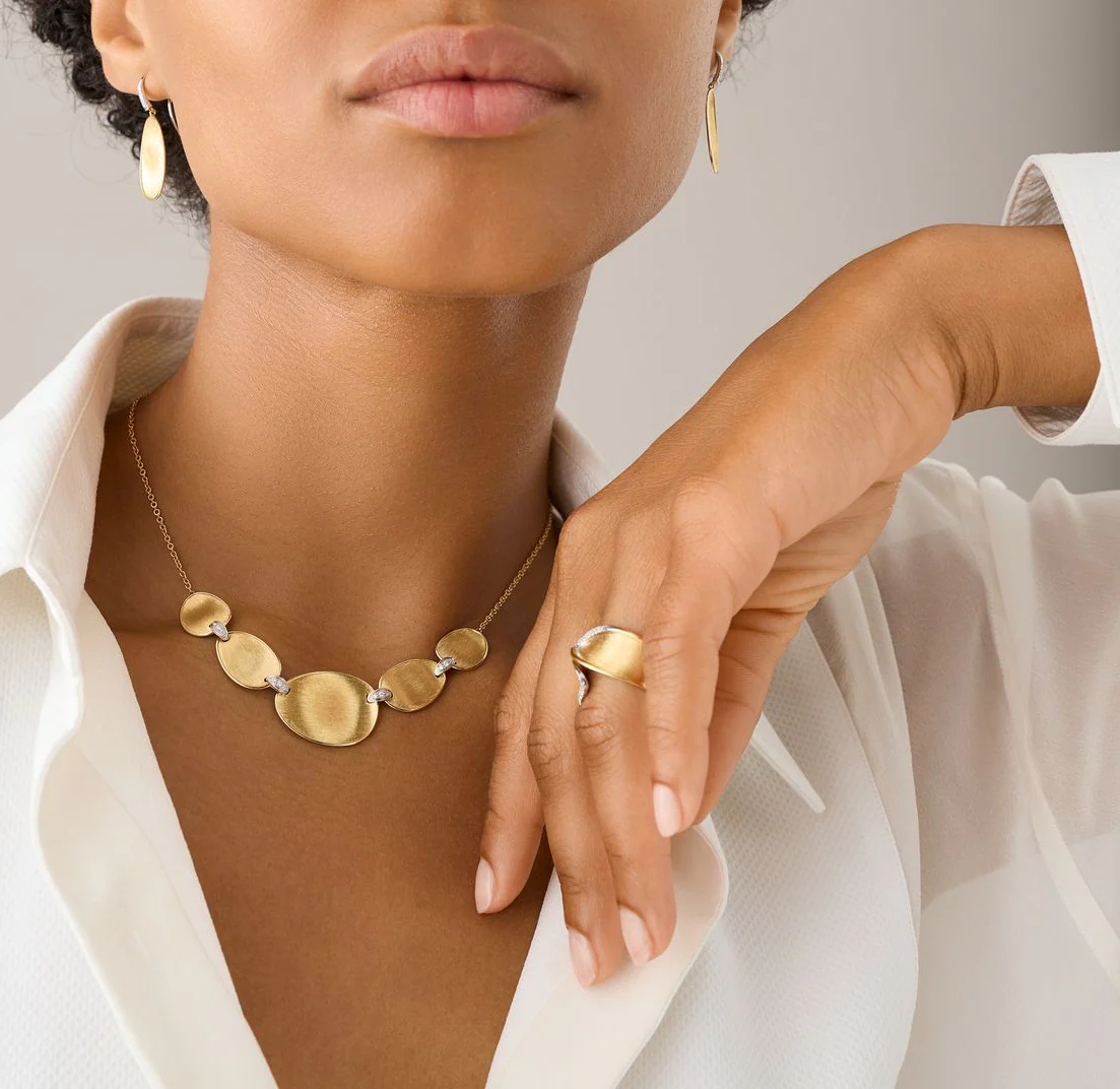 Marco Bicego Lunaria "Halfsie" Necklace with Diamond Accents - Image 3