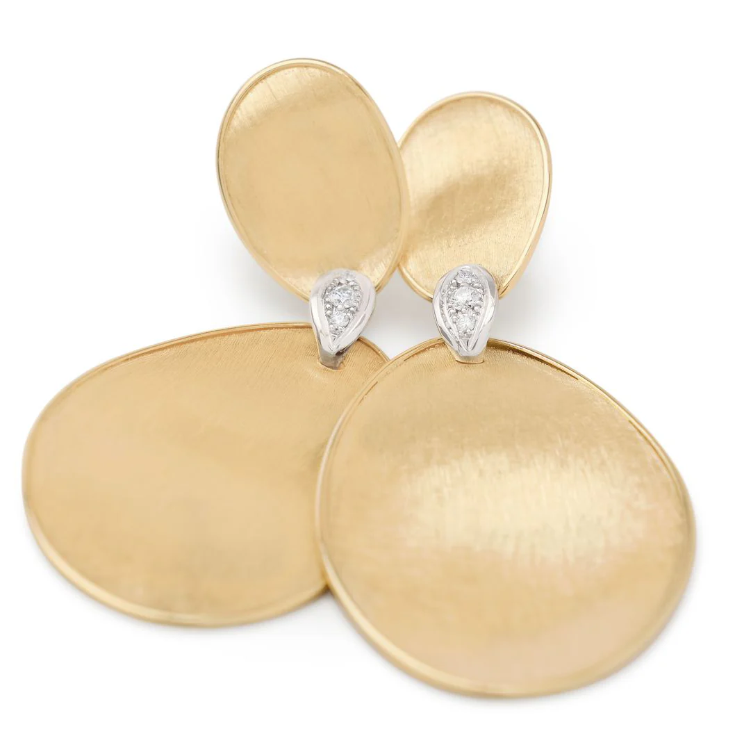 Marco Bicego Lunaria Large Two-Drop Earrings with Diamond Accents - Image 2