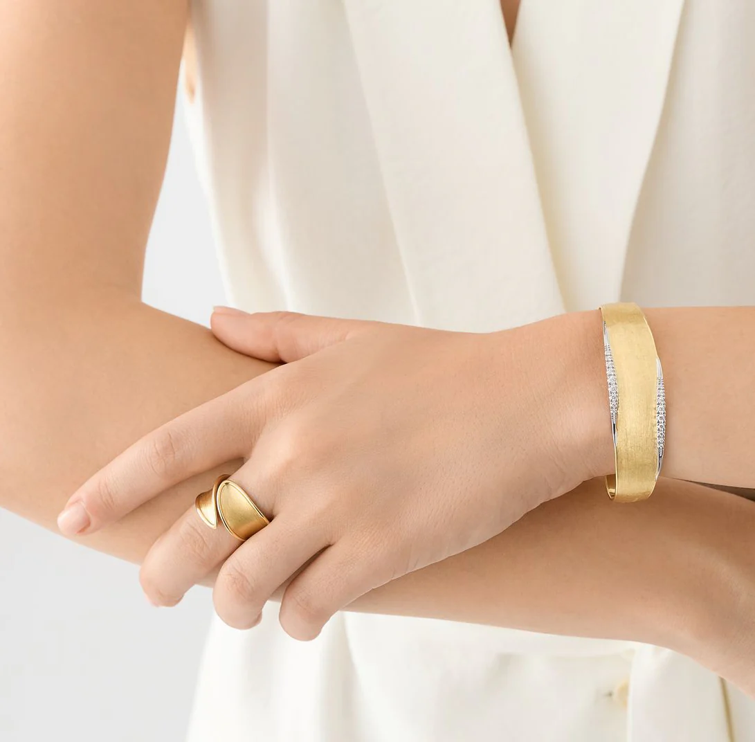 Marco Bicego Lunaria Mixed Metals Cuff with Diamond Pavé - Image 3