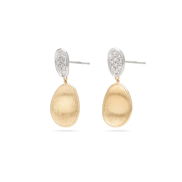 Marco Bicego Lunaria Mixed Metals Double Drop Earrings with Diamonds - Image 2