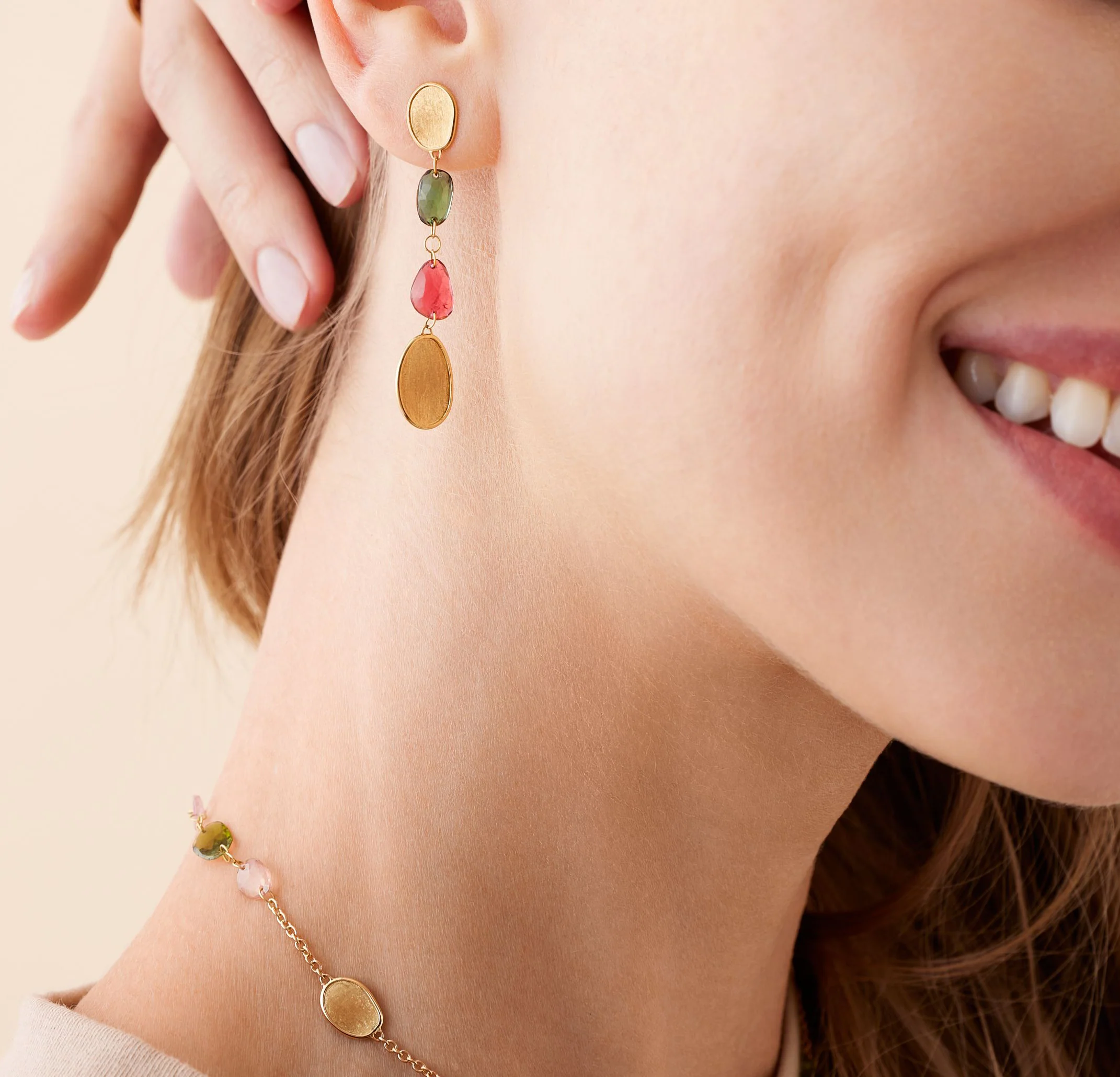 Marco Bicego Lunaria Mixed Tourmaline Drop Earrings - Image 3