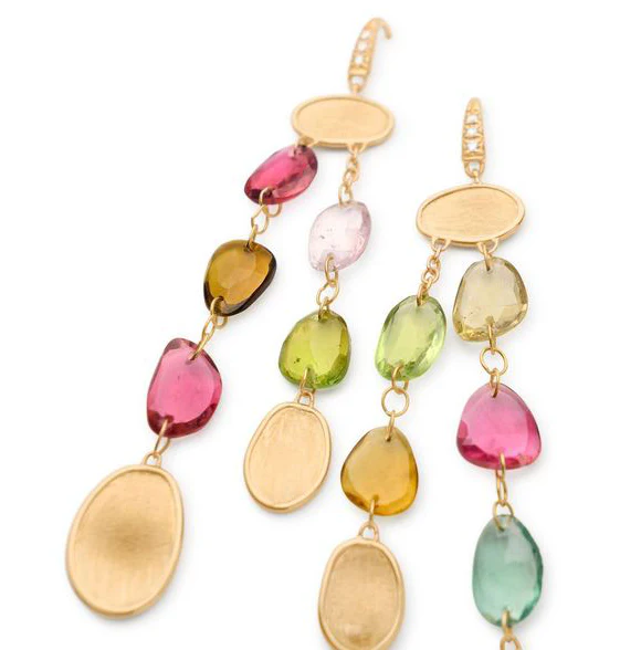 Marco Bicego Lunaria Multi-Strand Tourmaline Earrings with Diamond Accent - Image 2