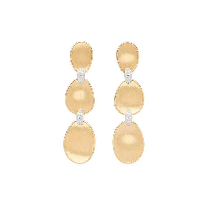 Marco Bicego Lunaria Three-Drop Earrings with Diamond Accents