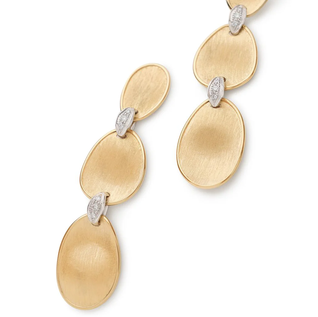 Marco Bicego Lunaria Three-Drop Earrings with Diamond Accents - Image 2