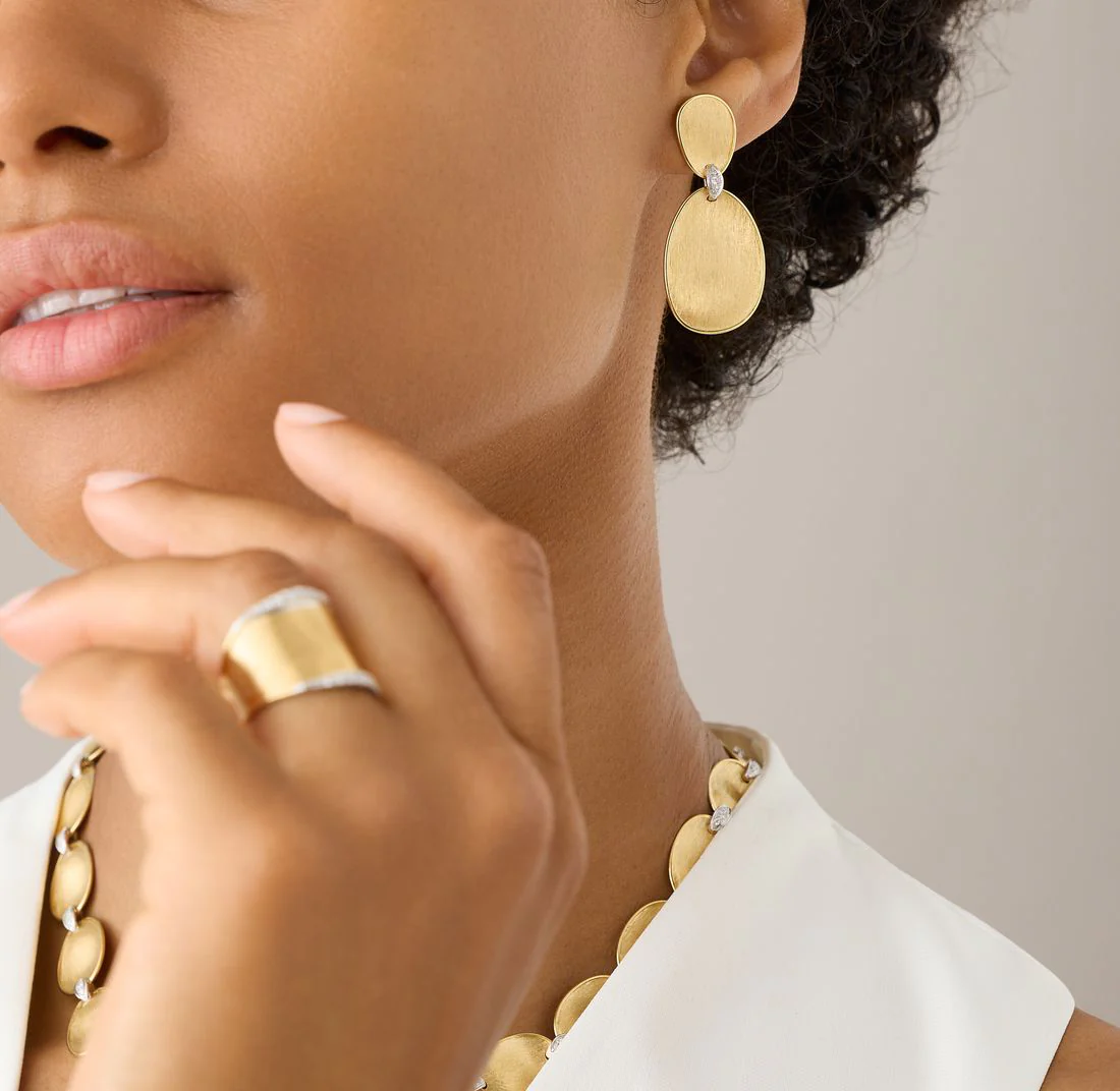 Marco Bicego Lunaria Two-Drop Earrings with Diamond Accents - Image 3
