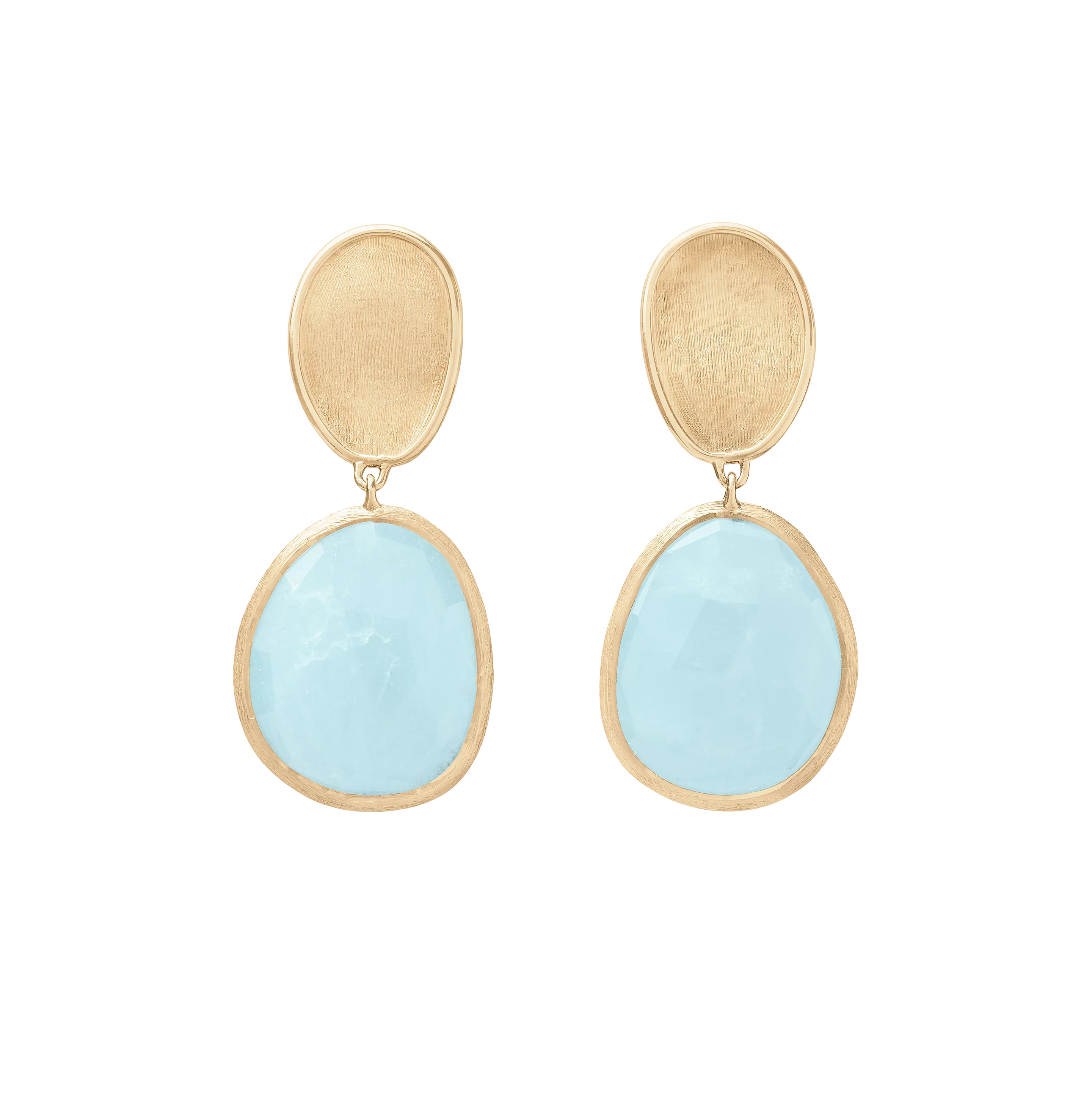 Marco Bicego Lunaria Yellow Gold Aquamarine Drop Earrings