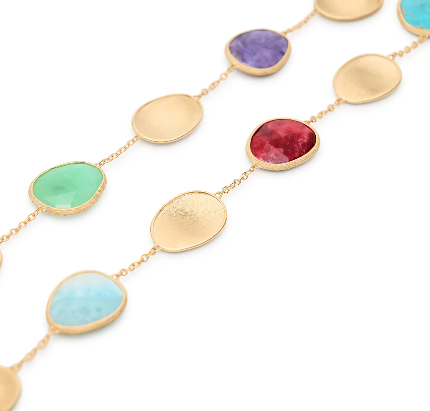 Marco Bicego Lunaria Yellow Gold Collar Necklace with Mixed Gemstones - Image 2