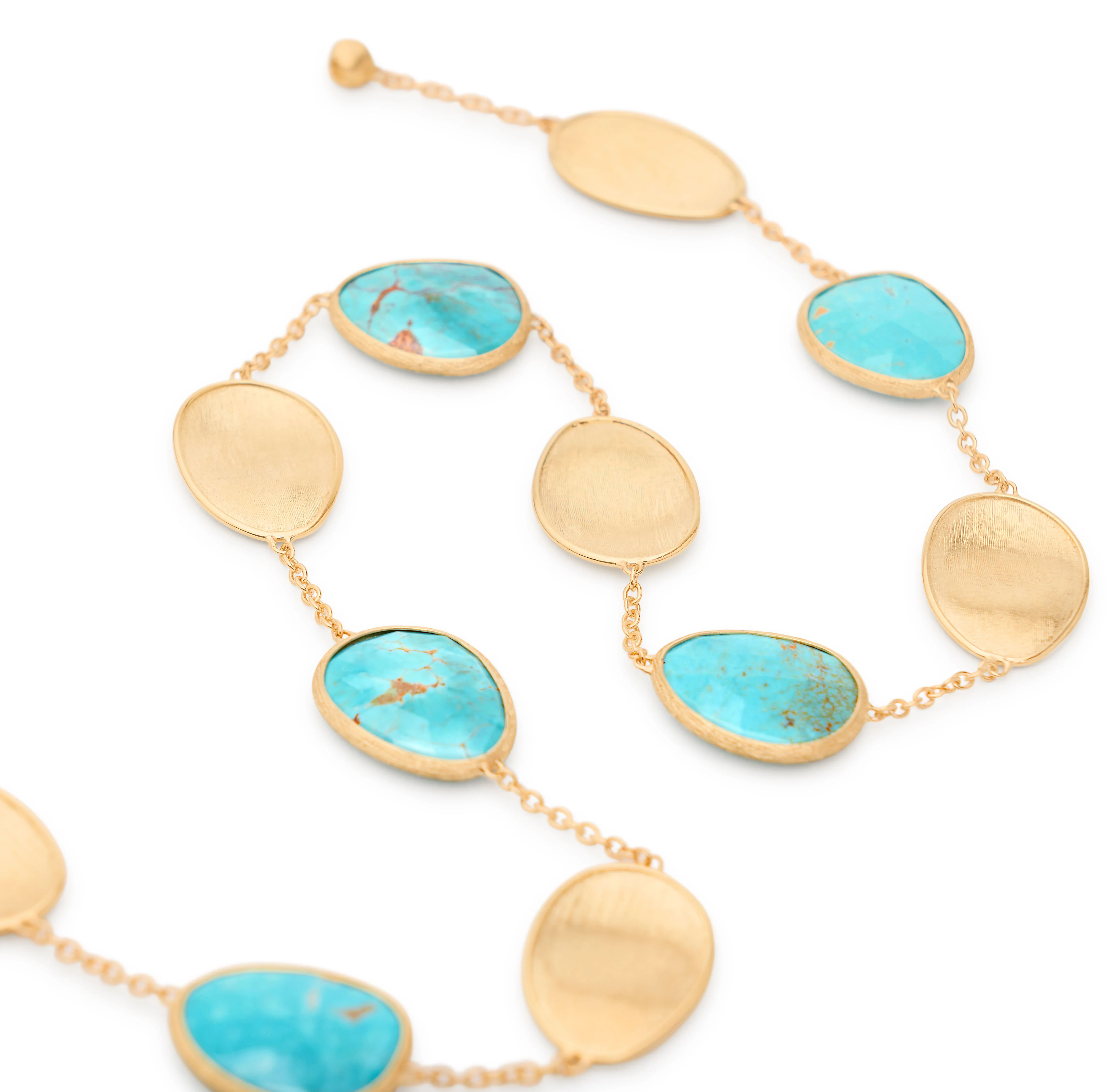 Marco Bicego Lunaria Yellow Gold Collar Necklace with Turquoise - Image 2