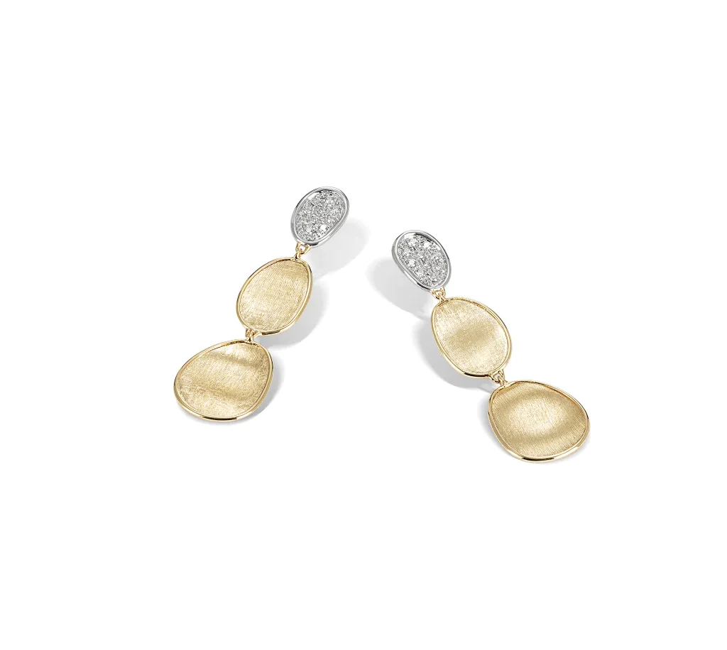 Marco Bicego Lunaria Yellow Gold Disc Earrings with Diamonds