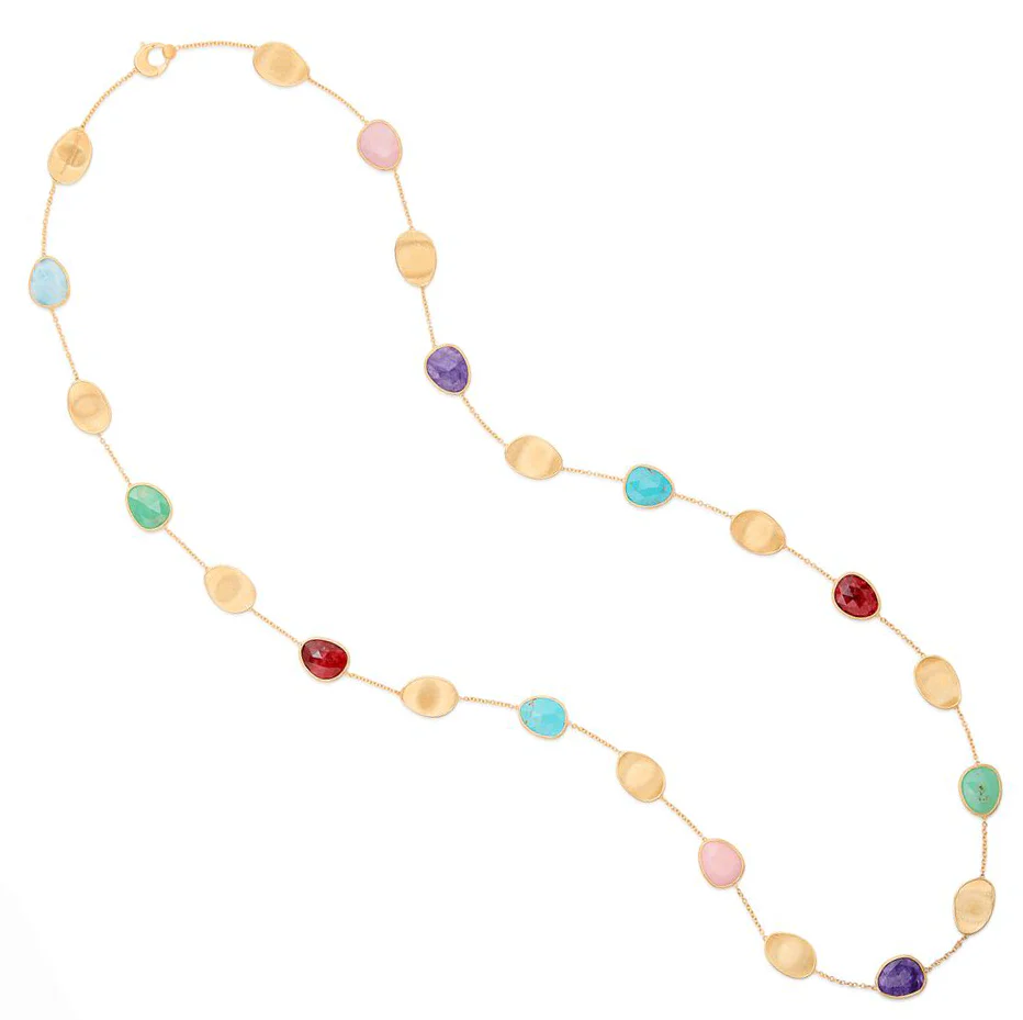 Marco Bicego Lunaria Yellow Gold Long Necklace with Mixed Gemstones - Image 2