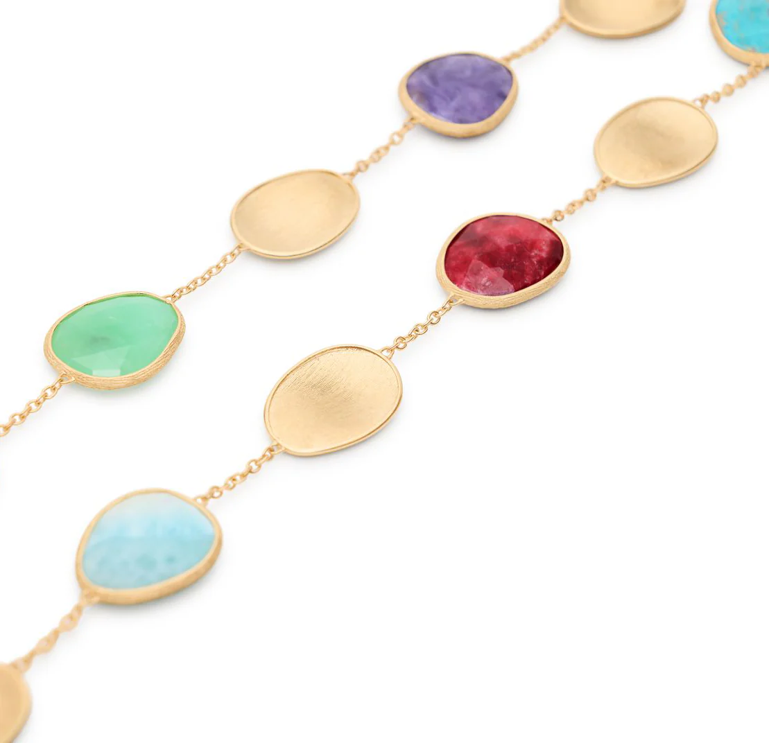 Marco Bicego Lunaria Yellow Gold Long Necklace with Mixed Gemstones - Image 3