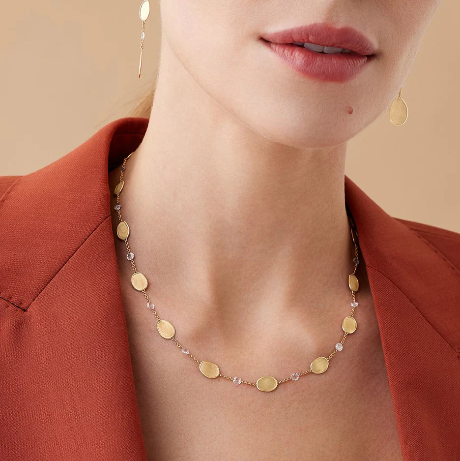 Marco Bicego Lunaria Yellow Gold Necklace with Diamond Stations - Image 3