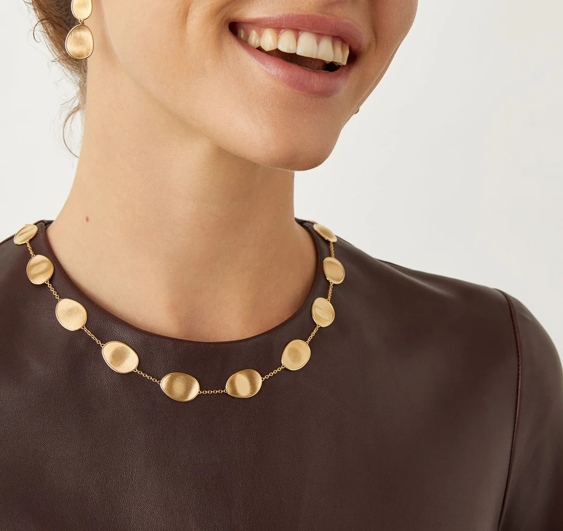 Marco Bicego Lunaria Yellow Gold Single Strand Petal Necklace - Image 2