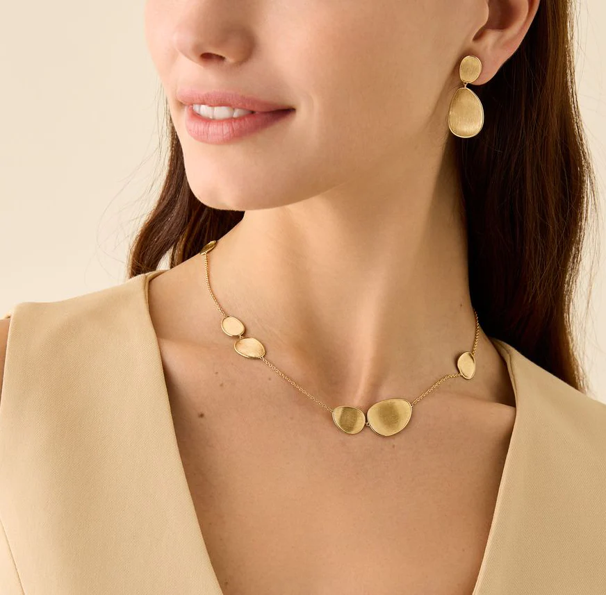 Marco Bicego Lunaria Yellow Gold Small Petal Station Necklace - Image 3