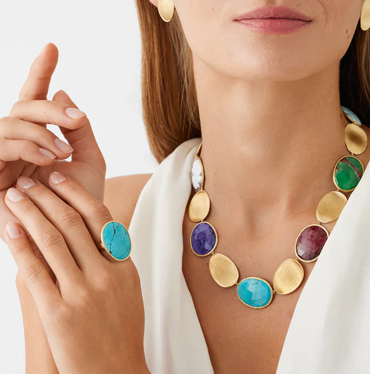 Marco Bicego Lunaria Yellow Gold Turquoise Cocktail Ring - Image 3