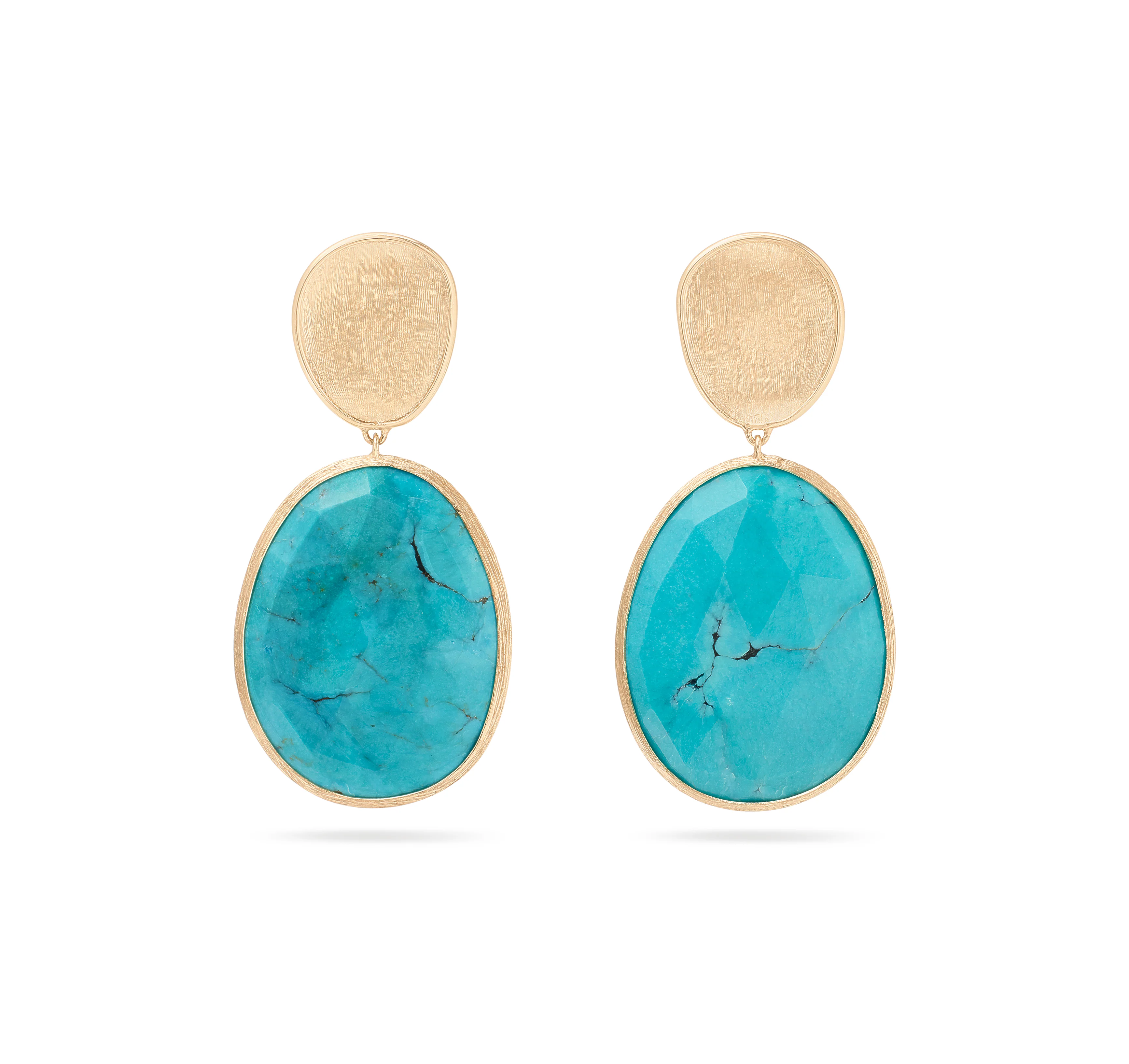 Marco Bicego Lunaria Yellow Gold Turquoise Double Drop Earrings