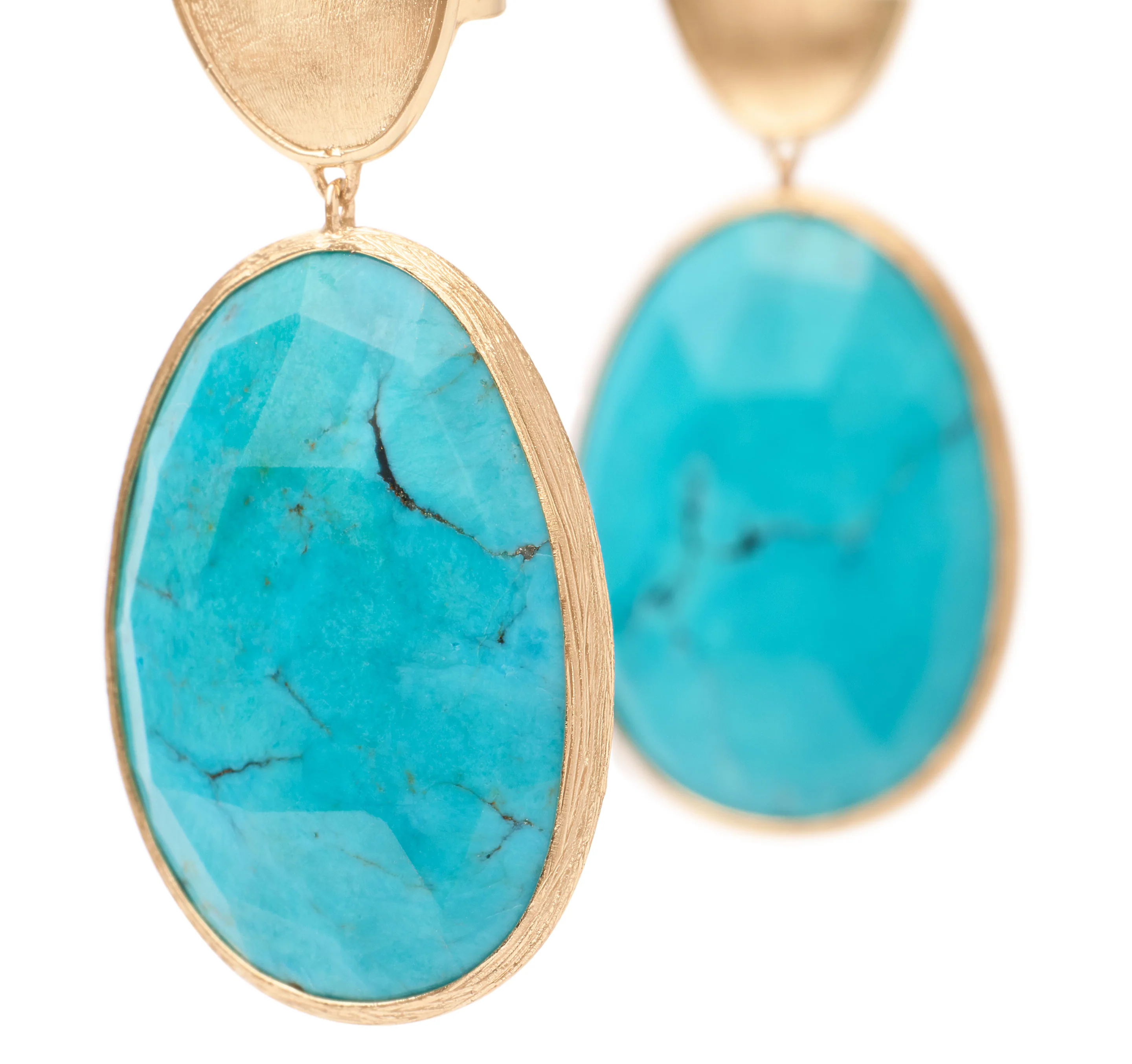 Marco Bicego Lunaria Yellow Gold Turquoise Double Drop Earrings - Image 2
